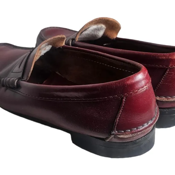 Vintage Men Classic Leather Penny Loafers Slip On Brown/Burgundy Size 11M