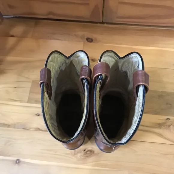 Vintage Mens Mason Brown Leather Pull On Cowboy Boots Preowned Size 9 USA