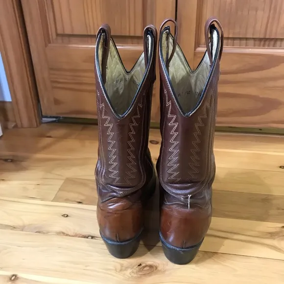 Vintage Mens Mason Brown Leather Pull On Cowboy Boots Preowned Size 9 USA