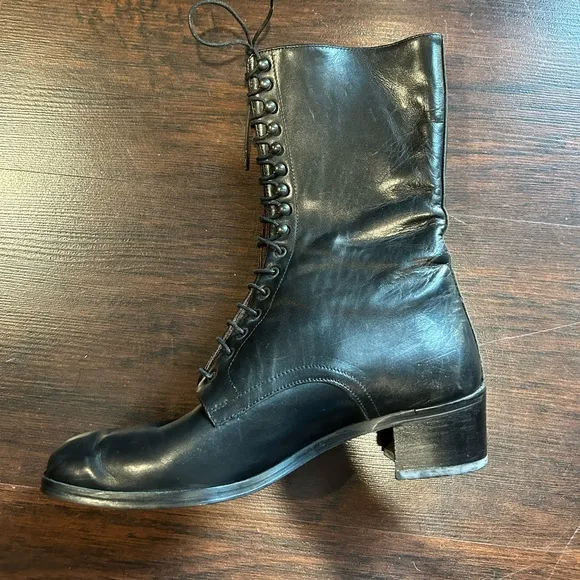 Vintage Moda Firenze leather lace up mid calf boots