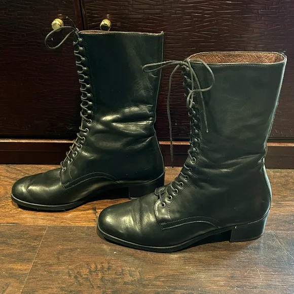 Vintage Moda Firenze leather lace up mid calf boots