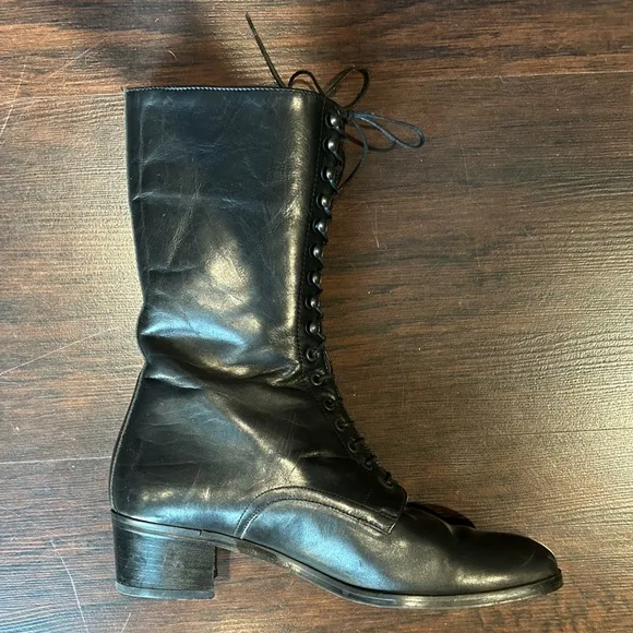 Vintage Moda Firenze leather lace up mid calf boots