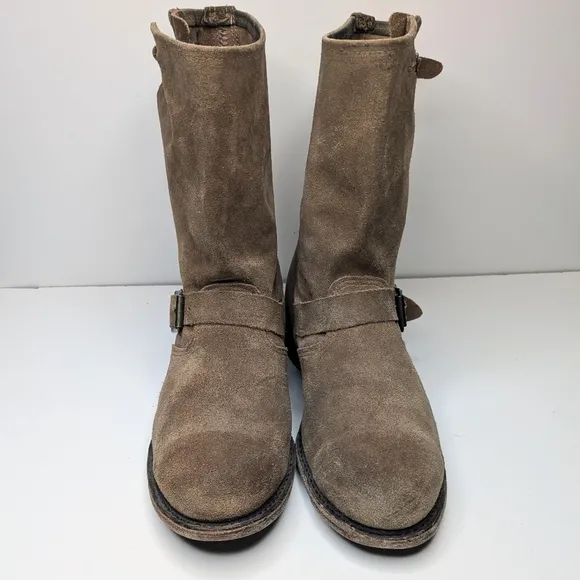 Vintage Shoe Company Elijah engineer boots tan suede leather mid calf size 8.5