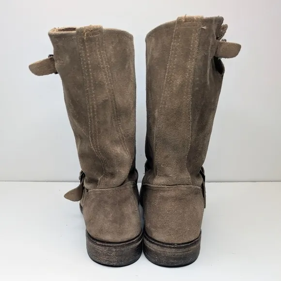 Vintage Shoe Company Elijah engineer boots tan suede leather mid calf size 8.5