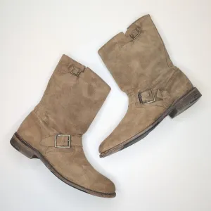Vintage Shoe Company Elijah engineer boots tan suede leather mid calf size 8.5