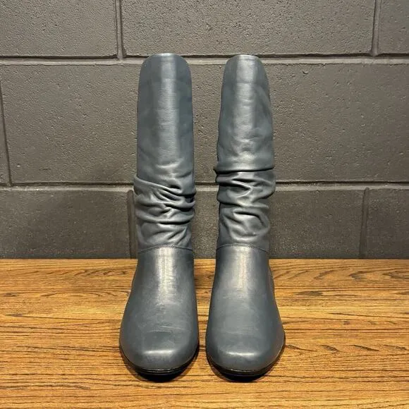 Vintage St. John’s Bay Blue Slouch Leather Mid Calf Boots Women’s 10 Wide