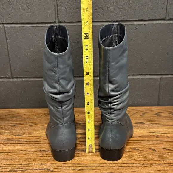 Vintage St. John’s Bay Blue Slouch Leather Mid Calf Boots Women’s 10 Wide