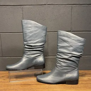 Vintage St. John’s Bay Blue Slouch Leather Mid Calf Boots Women’s 10 Wide