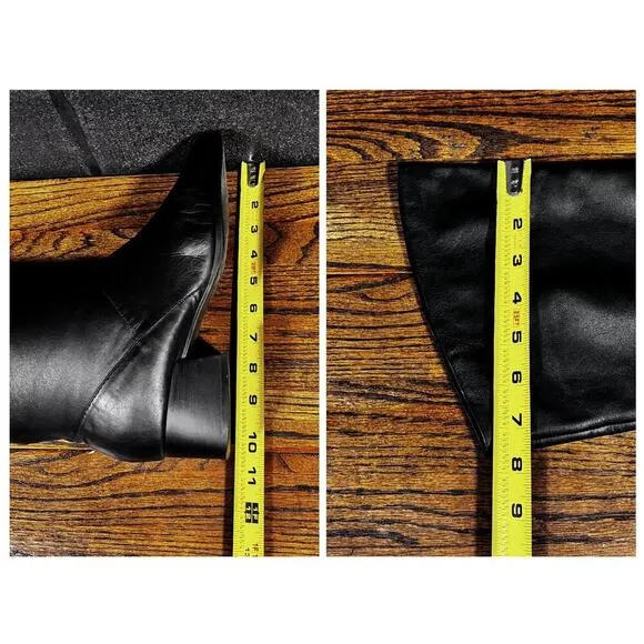 Vintage Studio Works Shelly Chunky Black Leather Square Toe Boots Women’s 10