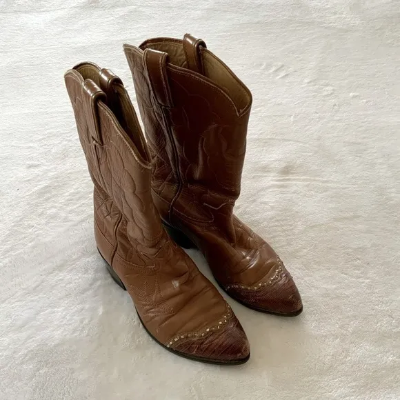 𝅺VINTAGE Tony Lama Lizard Wingtip #7070 Cowgirl Boots