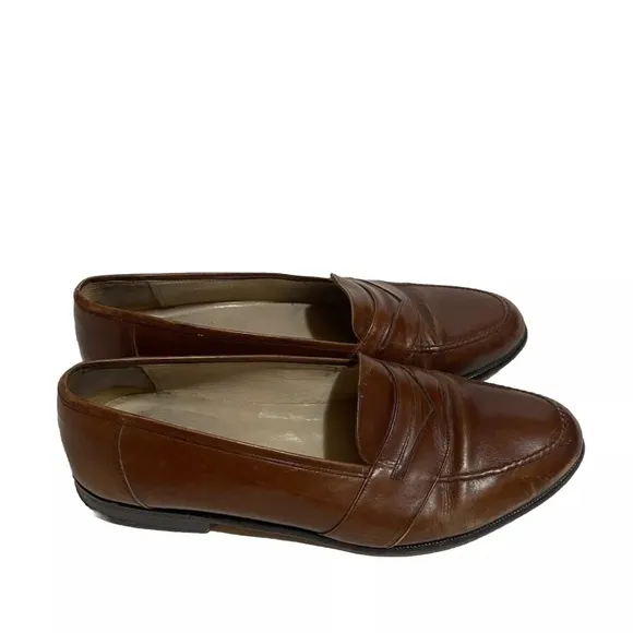 Vintage Vero Cuoio Brown Leather Penny Loafers Made in Spain Men’s 10