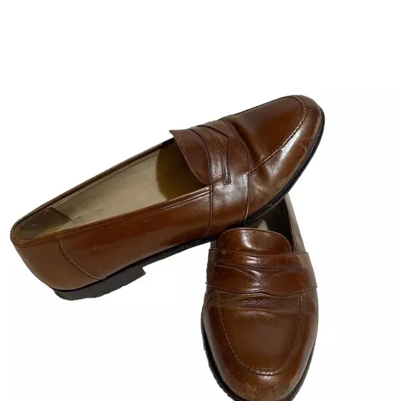 Vintage Vero Cuoio Brown Leather Penny Loafers Made in Spain Men’s 10