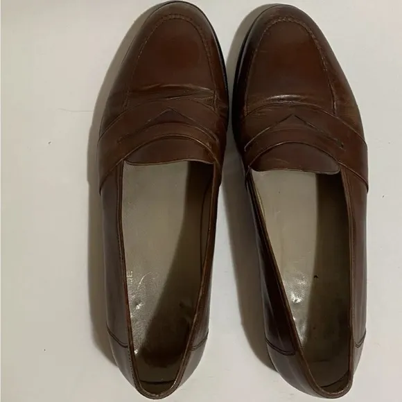 Vintage Vero Cuoio Brown Leather Penny Loafers Made in Spain Men’s 10