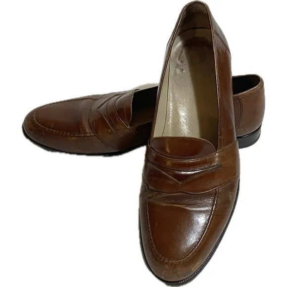 Vintage Vero Cuoio Brown Leather Penny Loafers Made in Spain Men’s 10