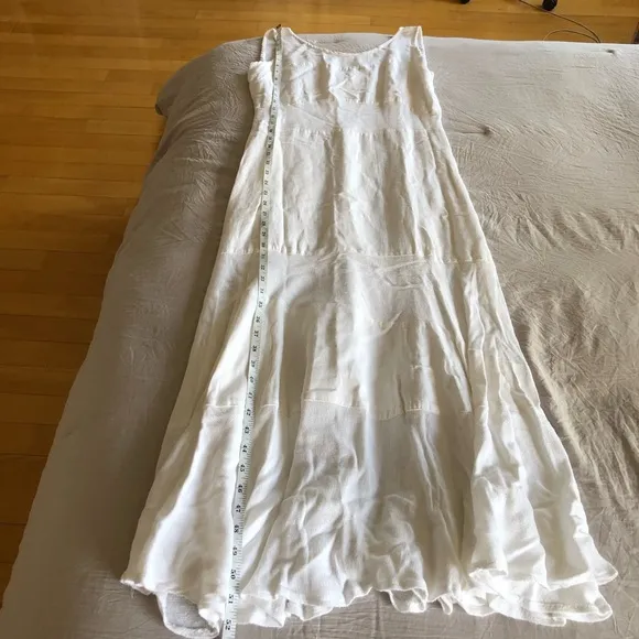 Vintage White Linen Blend Gauze Lagen look Maxi dress