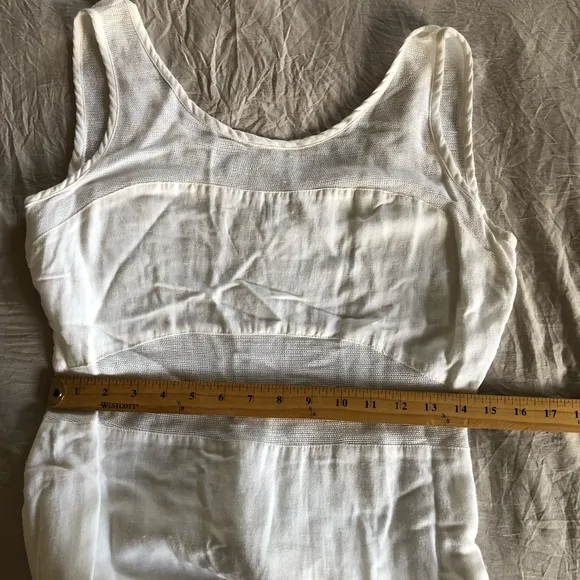 Vintage White Linen Blend Gauze Lagen look Maxi dress