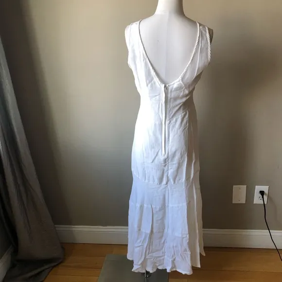 Vintage White Linen Blend Gauze Lagen look Maxi dress
