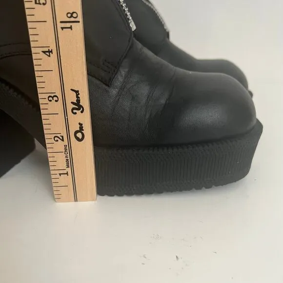 Vintage Y2K 9&amp; CO Fighter Knee High Front Zipper Chunky Heel Boots Size 10