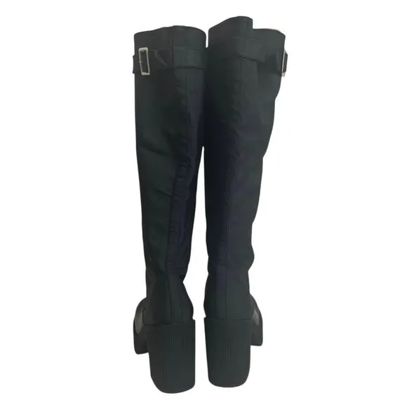 Vintage Y2K 9&amp; CO Fighter Knee High Front Zipper Chunky Heel Boots Size 10