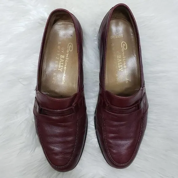 Vintage BALLY of Switzerland Orlando Penny Loafers Leather Slip on Burgundy 7.5