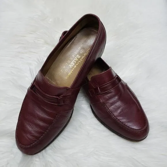 Vintage BALLY of Switzerland Orlando Penny Loafers Leather Slip on Burgundy 7.5