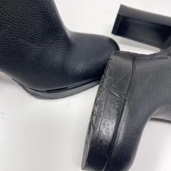Vintage Tommy Hilfiger womans Black leather heel ankle booties 5.5M platform Y2K