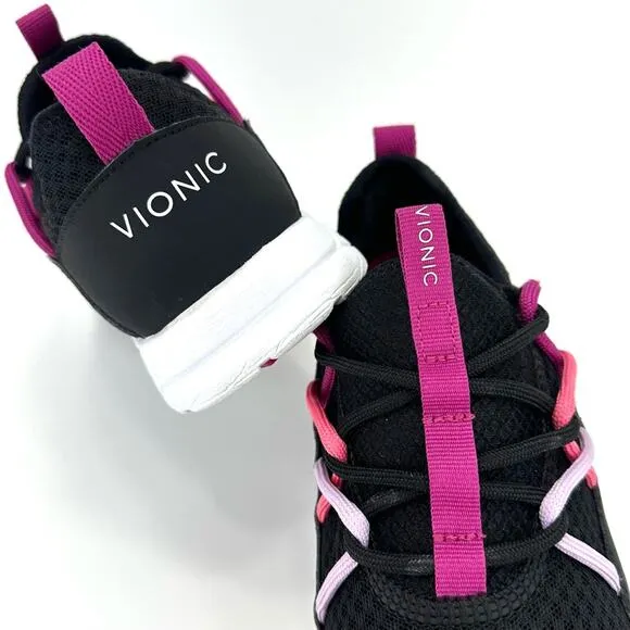 VIONIC BRISK ZELIYA BLACK AND PINK WITH WHITE SOLE LOW TOP ATHLEISURE SNEAKERS