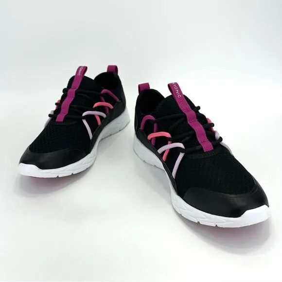 VIONIC BRISK ZELIYA BLACK AND PINK WITH WHITE SOLE LOW TOP ATHLEISURE SNEAKERS
