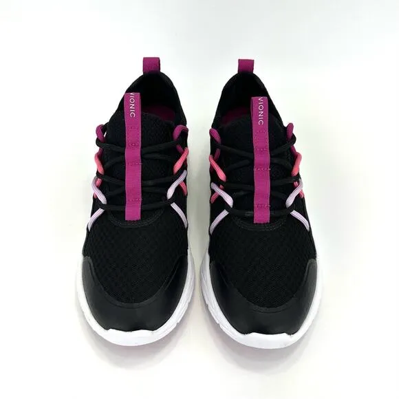 VIONIC BRISK ZELIYA BLACK AND PINK WITH WHITE SOLE LOW TOP ATHLEISURE SNEAKERS