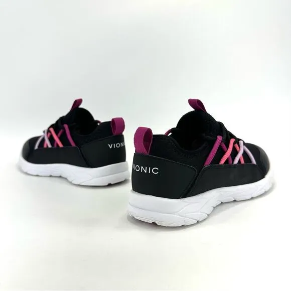VIONIC BRISK ZELIYA BLACK AND PINK WITH WHITE SOLE LOW TOP ATHLEISURE SNEAKERS