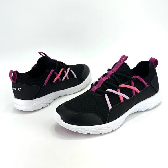 VIONIC BRISK ZELIYA BLACK AND PINK WITH WHITE SOLE LOW TOP ATHLEISURE SNEAKERS