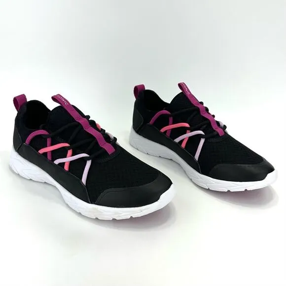VIONIC BRISK ZELIYA BLACK AND PINK WITH WHITE SOLE LOW TOP ATHLEISURE SNEAKERS