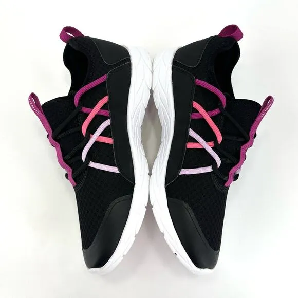 VIONIC BRISK ZELIYA BLACK AND PINK WITH WHITE SOLE LOW TOP ATHLEISURE SNEAKERS