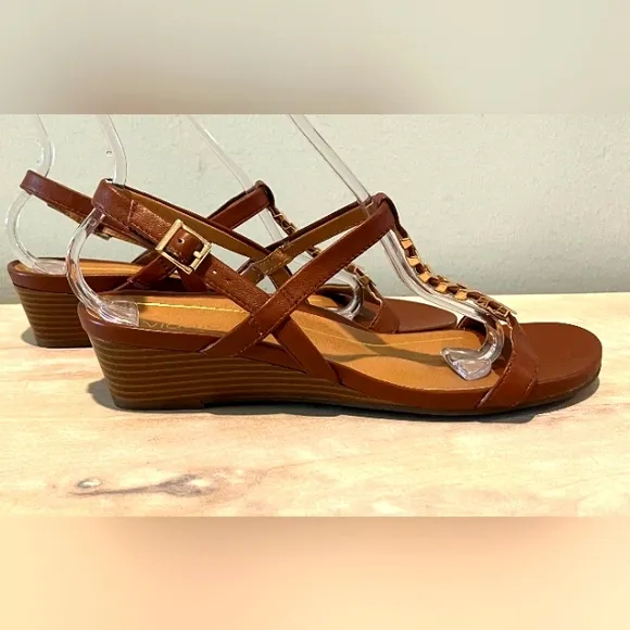 Vionic Cali Wedge Rust Leather Sandals Size 10   New Without Box
