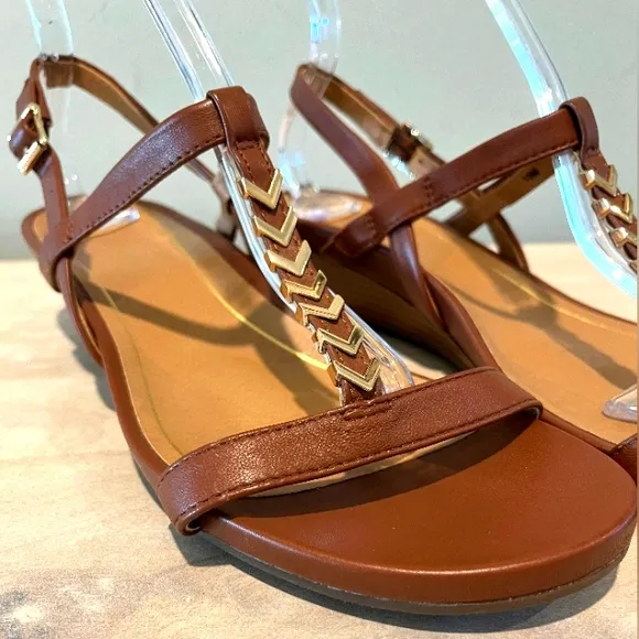 Vionic Cali Wedge Rust Leather Sandals Size 10   New Without Box