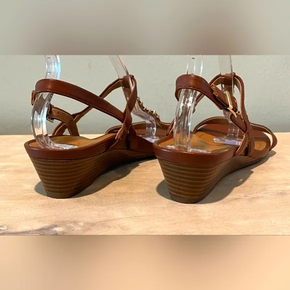 Vionic Cali Wedge Rust Leather Sandals Size 10   New Without Box