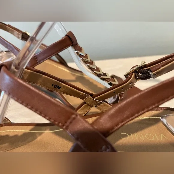 Vionic Cali Wedge Rust Leather Sandals Size 10   New Without Box