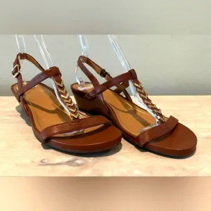 Vionic Cali Wedge Rust Leather Sandals Size 10   New Without Box