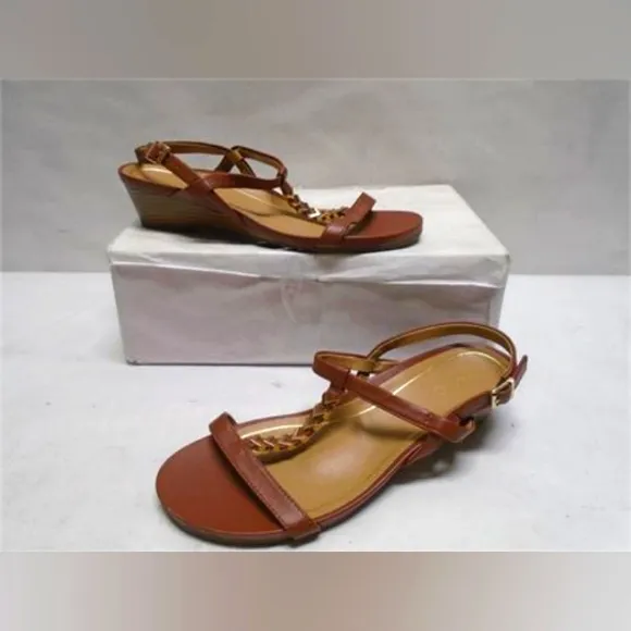 Vionic Cali Wedge Rust Leather Sandals Size 10   New Without Box