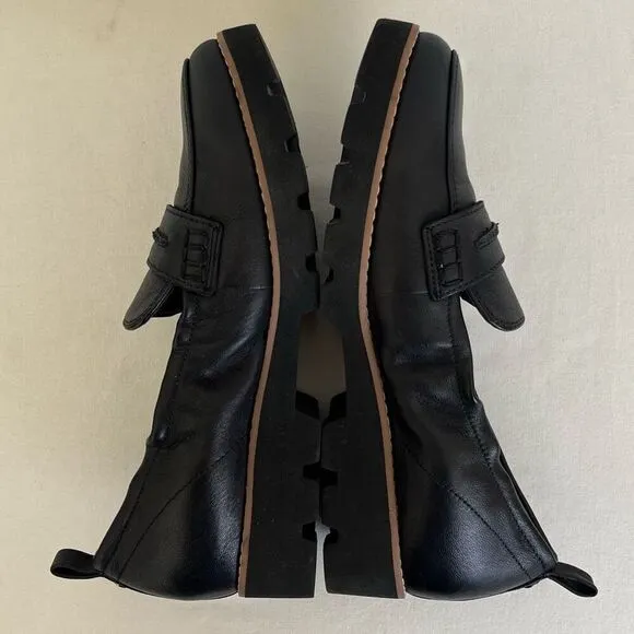 Vionic Cynthia II Lug Sole Penny Loafers Womens 6.5 Slip On Ballet Black Leather