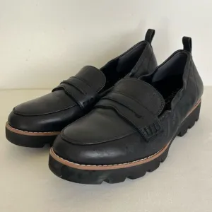 Vionic Cynthia II Lug Sole Penny Loafers Womens 6.5 Slip On Ballet Black Leather