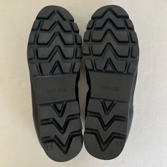 Vionic Cynthia II Lug Sole Penny Loafers Womens 6.5 Slip On Ballet Black Leather