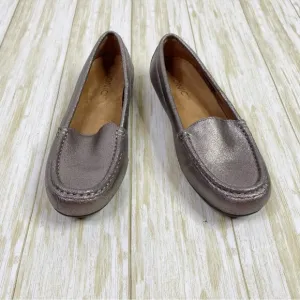 Vionic Debbie Silver Metallic Pewter Driving Loafer Moccasins