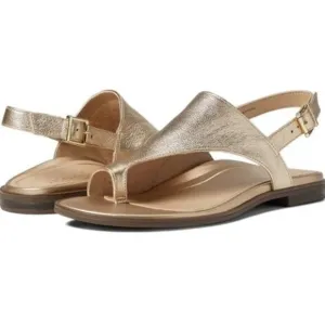 Vionic Ella Gold Thong Citrine Leather Sandals Summer Slingbacks Sz 8M