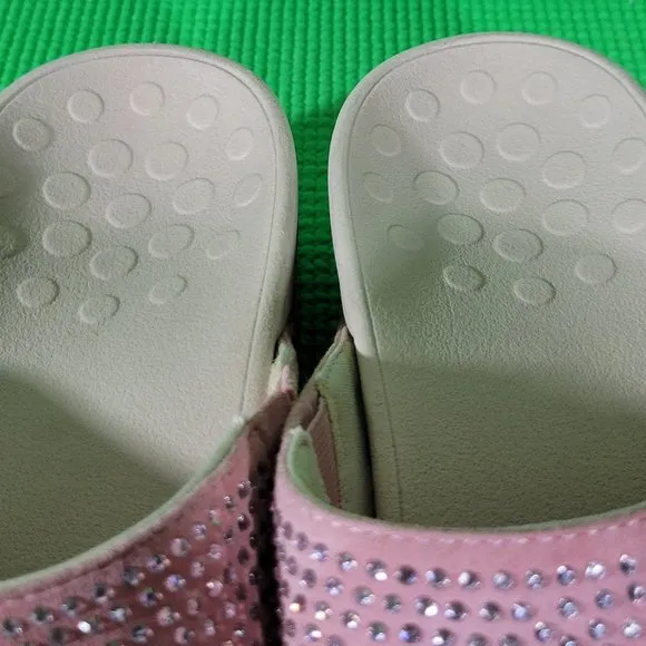 Vionic Naples Pink Rhinestone Wedge Sandals - Women's 11