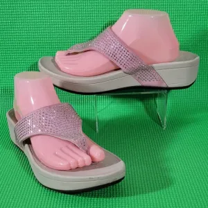 Vionic Naples Pink Rhinestone Wedge Sandals - Women's 11