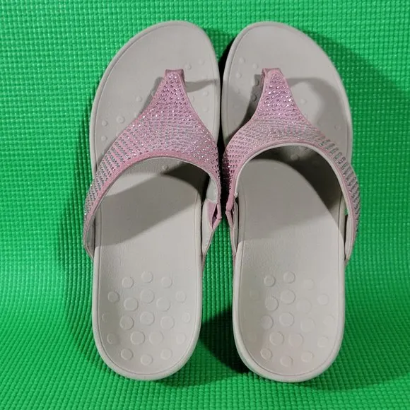 Vionic Naples Pink Rhinestone Wedge Sandals - Women's 11