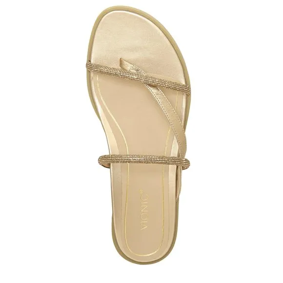 VIONIC PRISM WOMEN'S MINIMALISTIC SLIDE SANDAL GOLD METALLIC - 7 MEDIUM