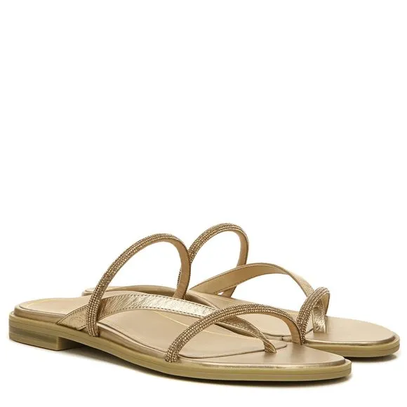 VIONIC PRISM WOMEN'S MINIMALISTIC SLIDE SANDAL GOLD METALLIC - 7 MEDIUM