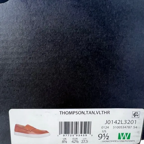 Vionic Thompson Slip-on Penny Loafers Casual Comfort Shoe Tan Men 9.5 Wide NWOB